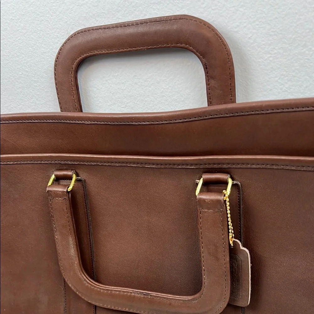 Vintage Coach USA Mahogany Leather Top Handle Office Work Briefcase Bag